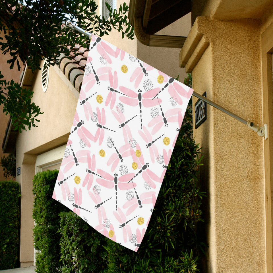 Pink Dragonfly Pattern House Flag Garden Flag