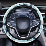 Anchor Flower Blue Stripe Pattern Car Steering Wheel Cover