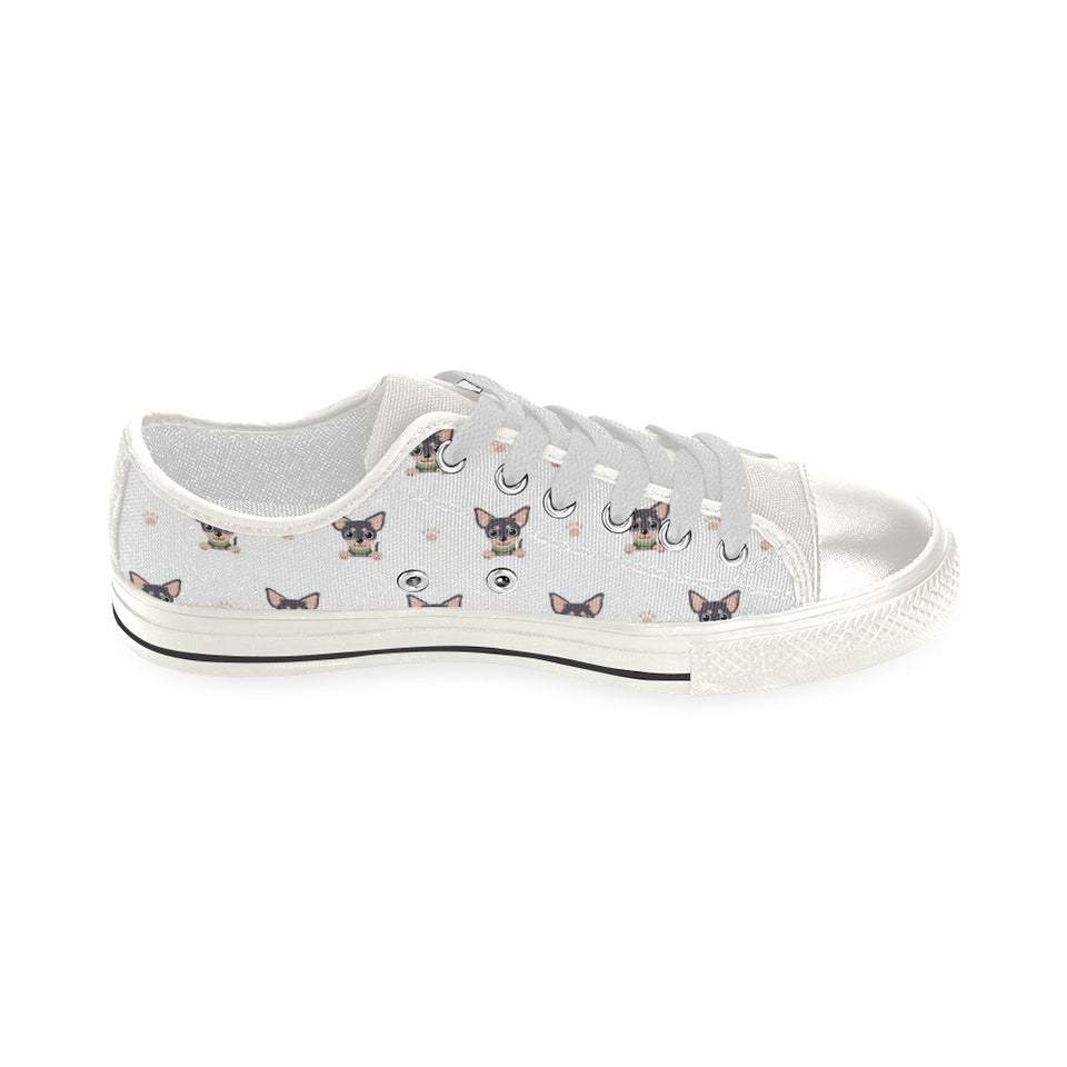 Cute Chihuahua Paw Pattern Women's Low Top Canvas Shoes White