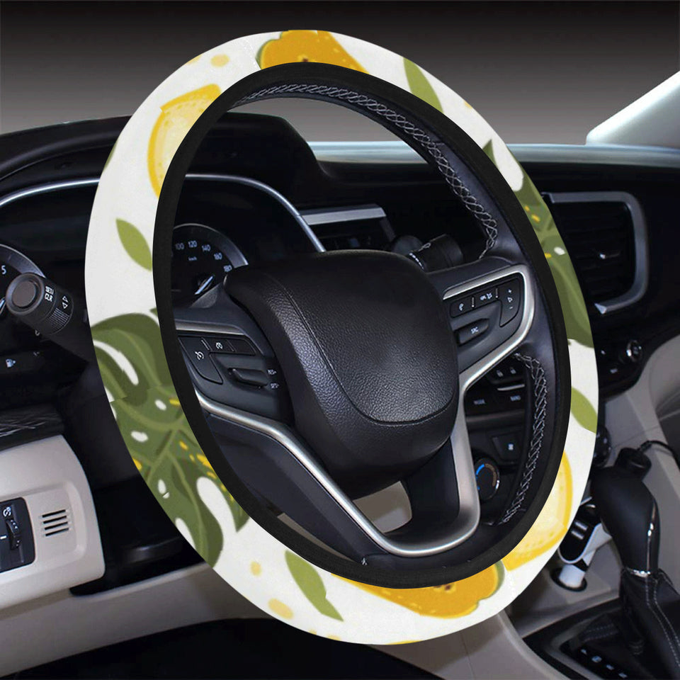 Papaya Leaves Flower Pattern Car Steering Wheel Cover