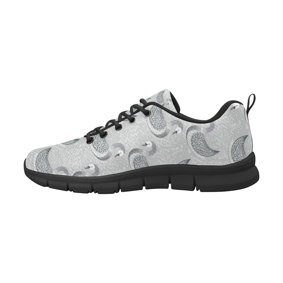 Swan Gray Pattern Men's Sneakers Black