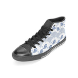 Whale Pattern Women's High Top Canvas Shoes Black