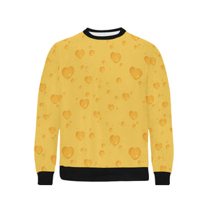 Cheese Heart Texture Pattern Men's Crew Neck Sweatshirt