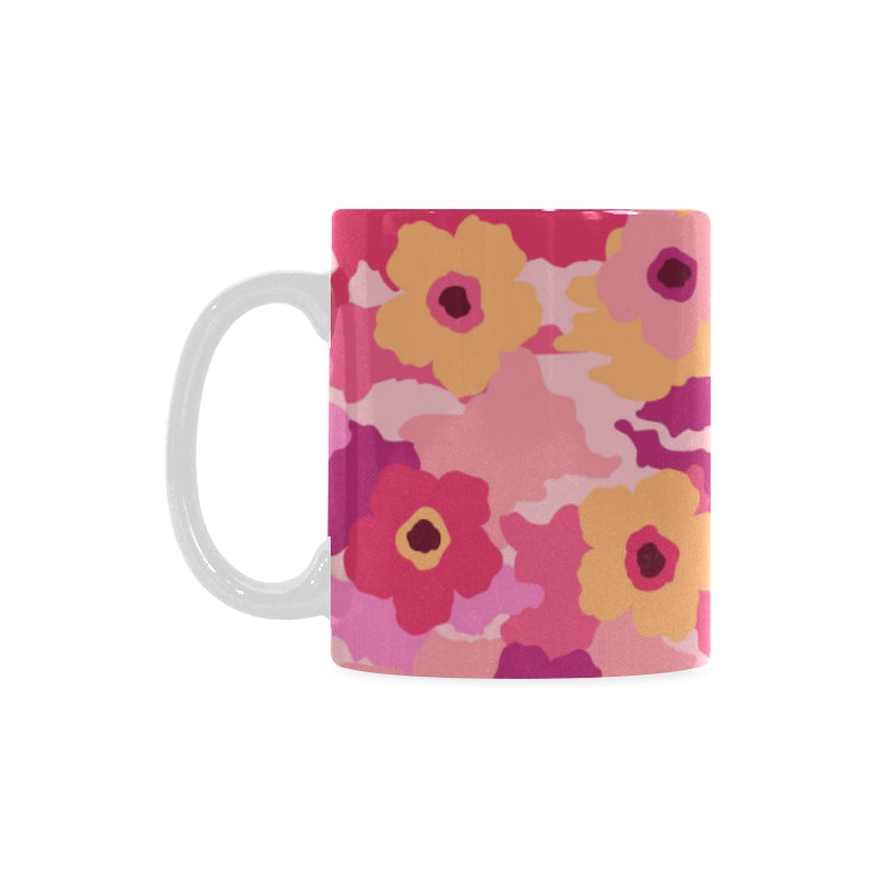 Pink Camo Camouflage Flower Pattern Classical White Mug (FulFilled In US)