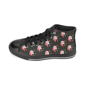 Unicorn Star Pattern Men's High Top Canvas Shoes Black