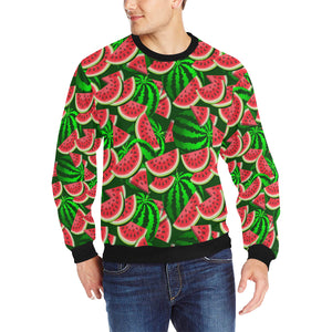 Watermelon Pattern Theme Men's Crew Neck Sweatshirt