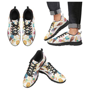 Colorful Ice Cream Pattern Men's Sneakers Black