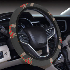 Greyhound Pattern Print Design 01 Car Steering Wheel Cover