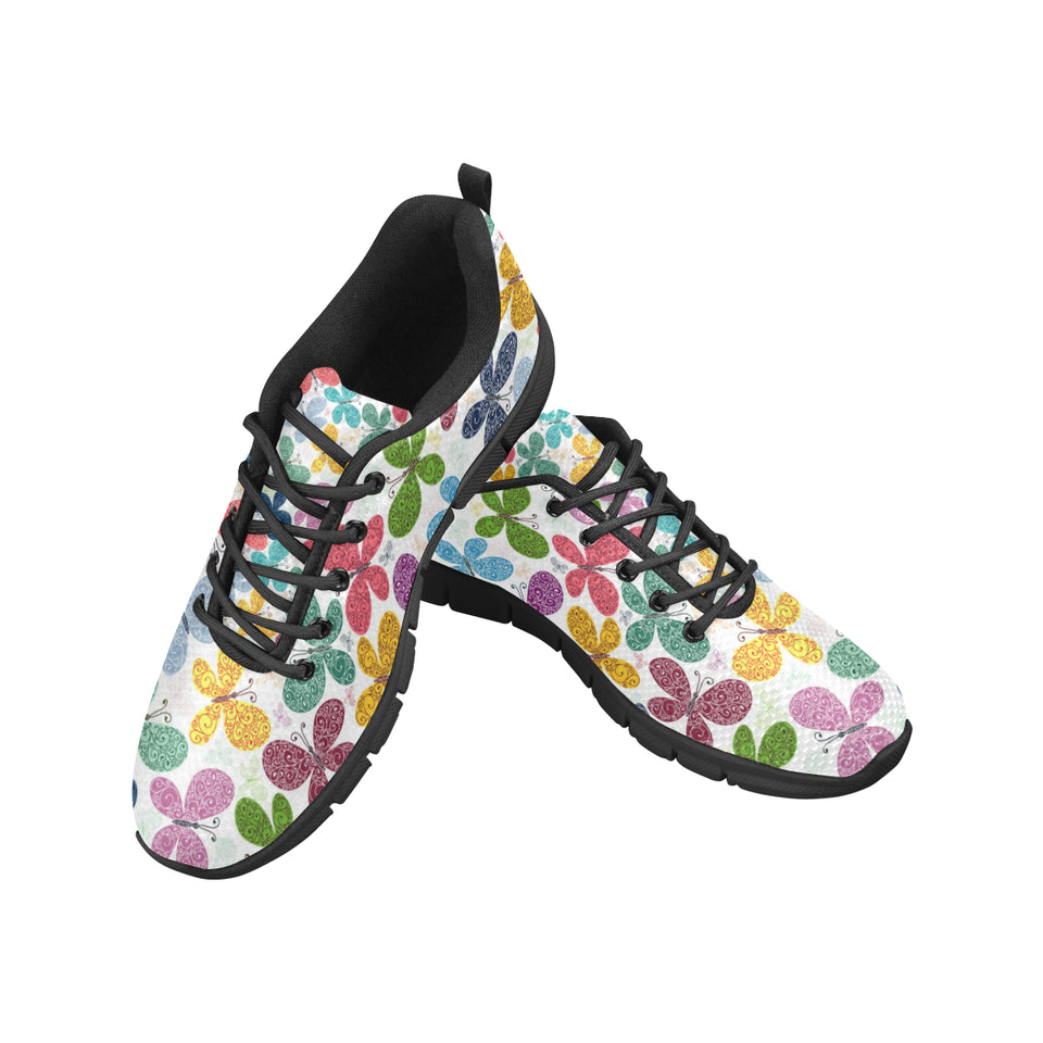 Colorful Butterfly Pattern Men's Sneakers Black