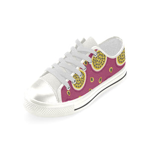 Sliced Passion Fruit Pattern Women's Low Top Canvas Shoes White