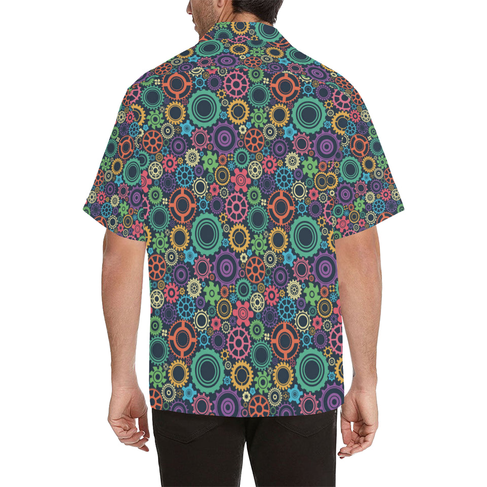 Gear Pattern Print Design 02 Men's All Over Print Hawaiian Shirt (Model T58)