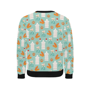 Windmill Pattern Theme Men's Crew Neck Sweatshirt