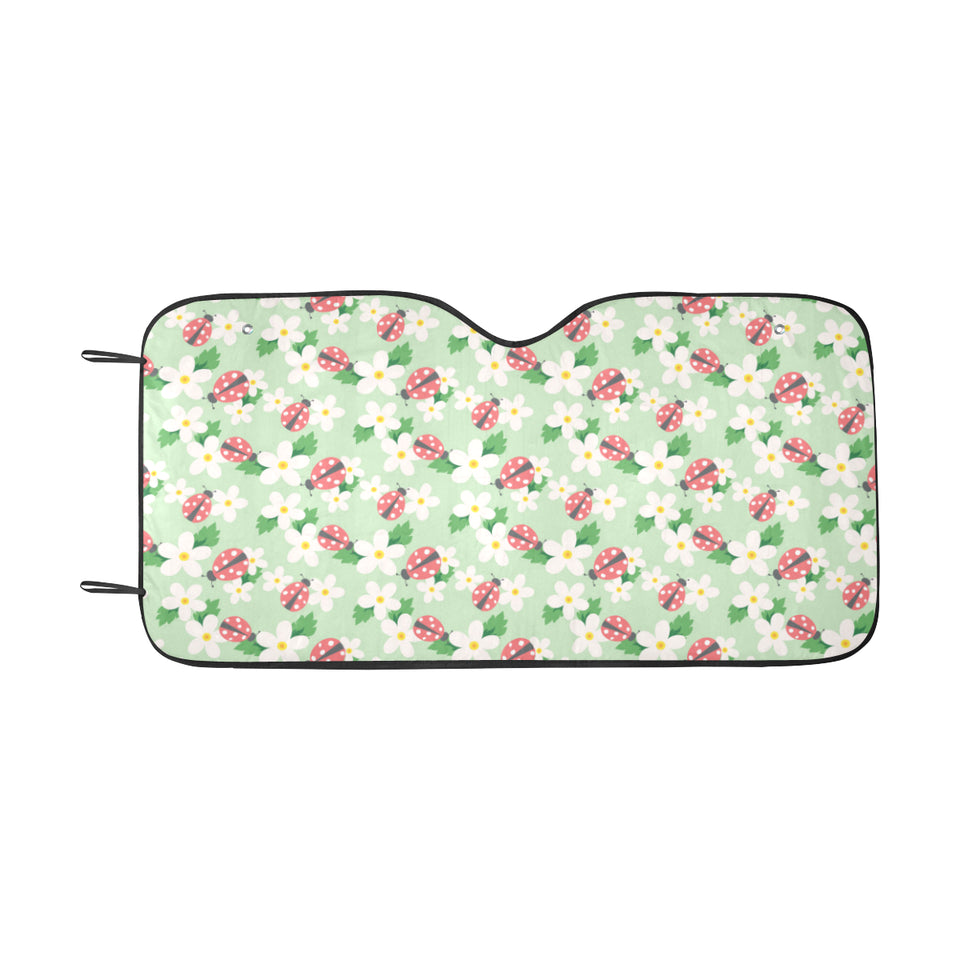 Ladybug Pattern Print Design 05 Car Sun Shade