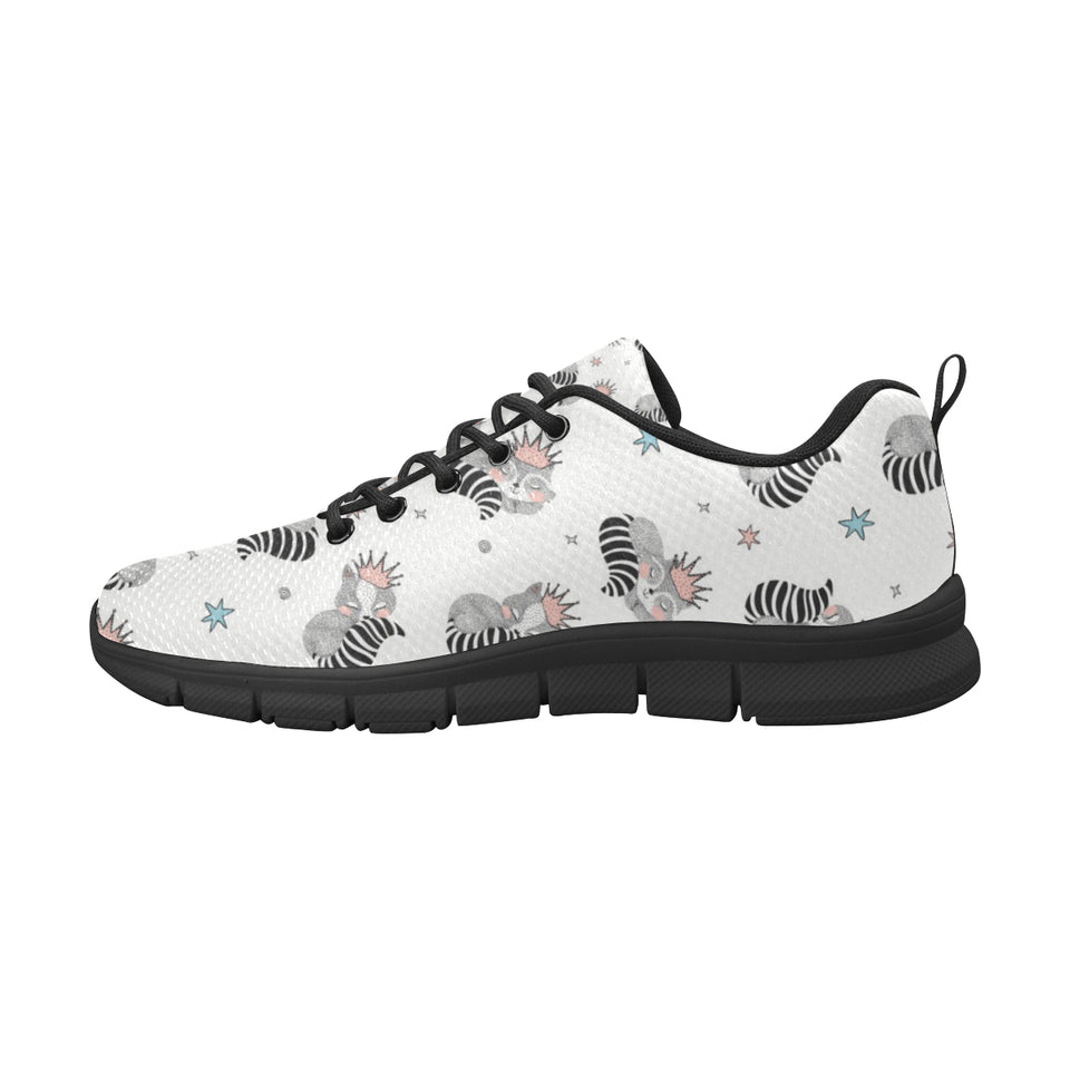 Sleep Raccoon Pattern Men's Sneakers Black