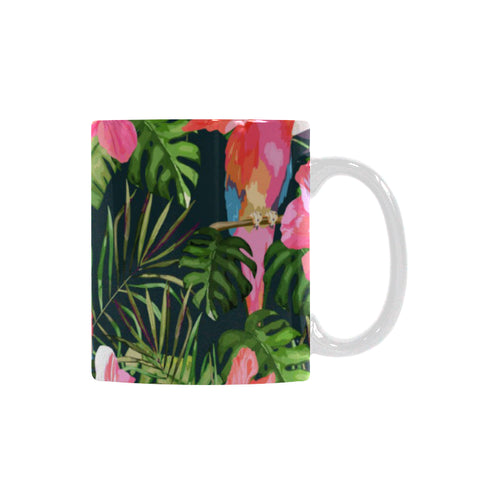 Parrot Leaves Pattern Classical White Mug (FulFilled In US)