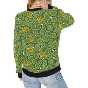 Cucumber Pattern Theme Women's Crew Neck Sweatshirt