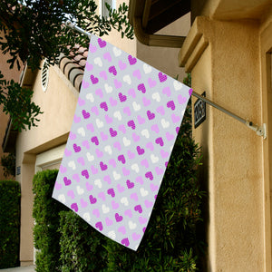 Heart Purple Pokka Dot Pattern House Flag Garden Flag