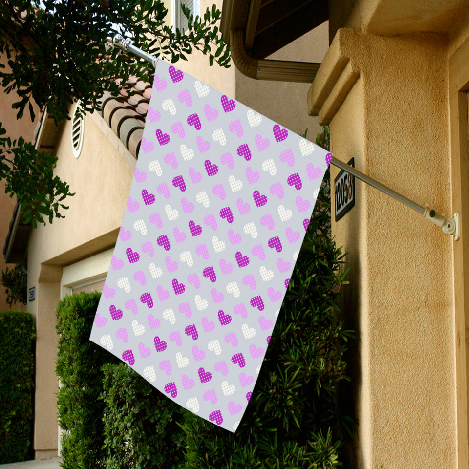 Heart Purple Pokka Dot Pattern House Flag Garden Flag