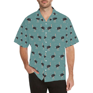 Ostrich Pattern Print Design 01 Men's All Over Print Hawaiian Shirt (Model T58)