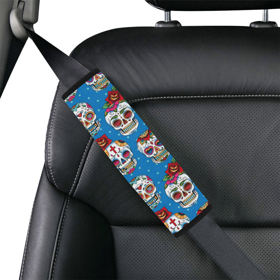 Suger Skull Rose Pattern Car Seat Belt Cover