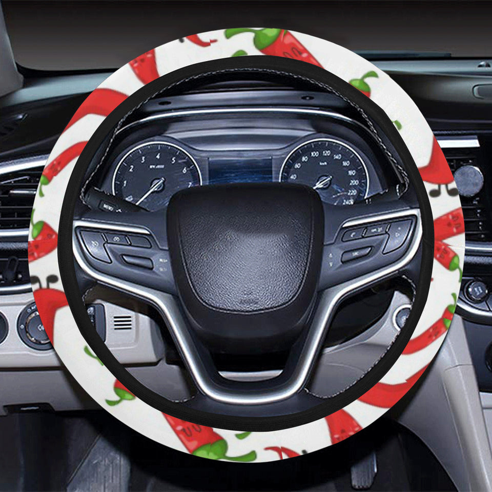 Red Chili Pattern Car Steering Wheel Cover