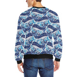 Whale Starfish Pattern Men's Crew Neck Sweatshirt