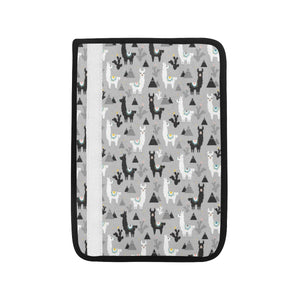 Black and White Llama Pattern Car Seat Belt Cover