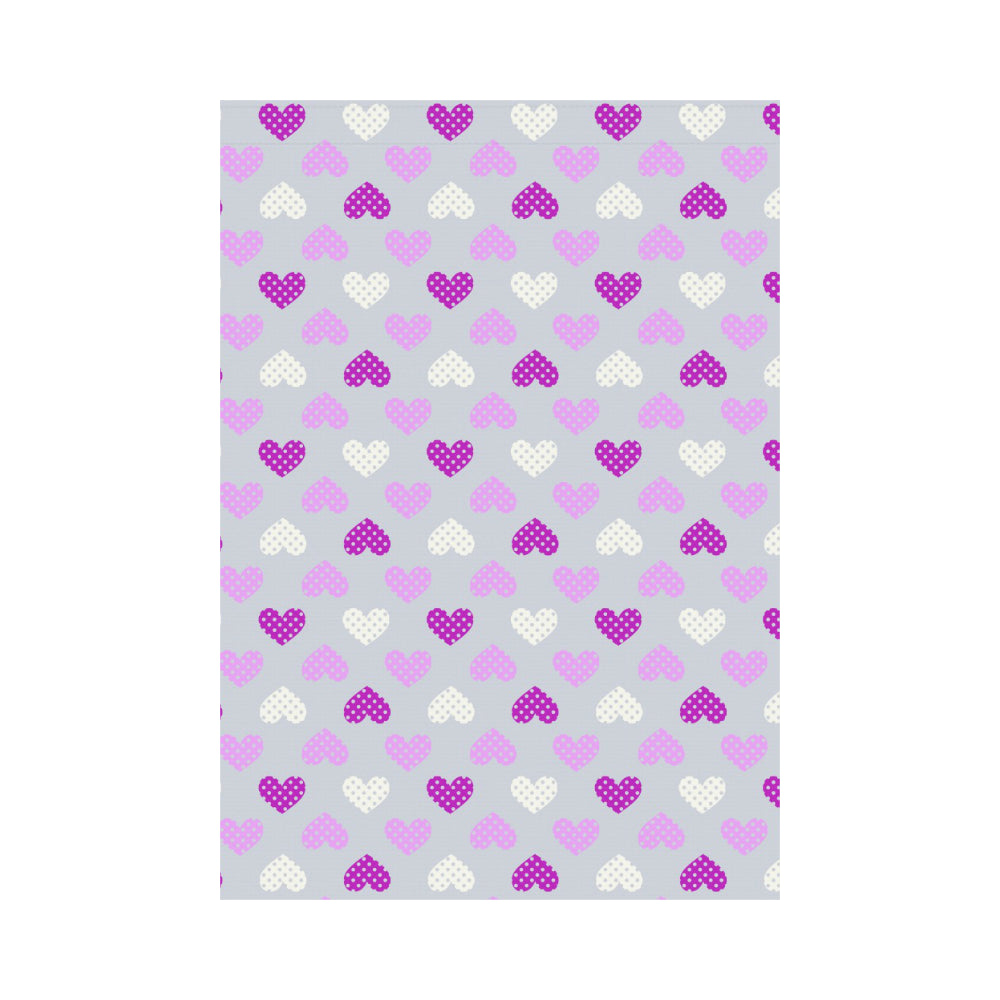 Heart Purple Pokka Dot Pattern House Flag Garden Flag