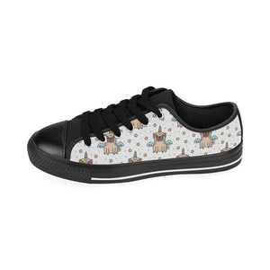 Unicorn Pug Pattern Men's Low Top Canvas Shoes Black