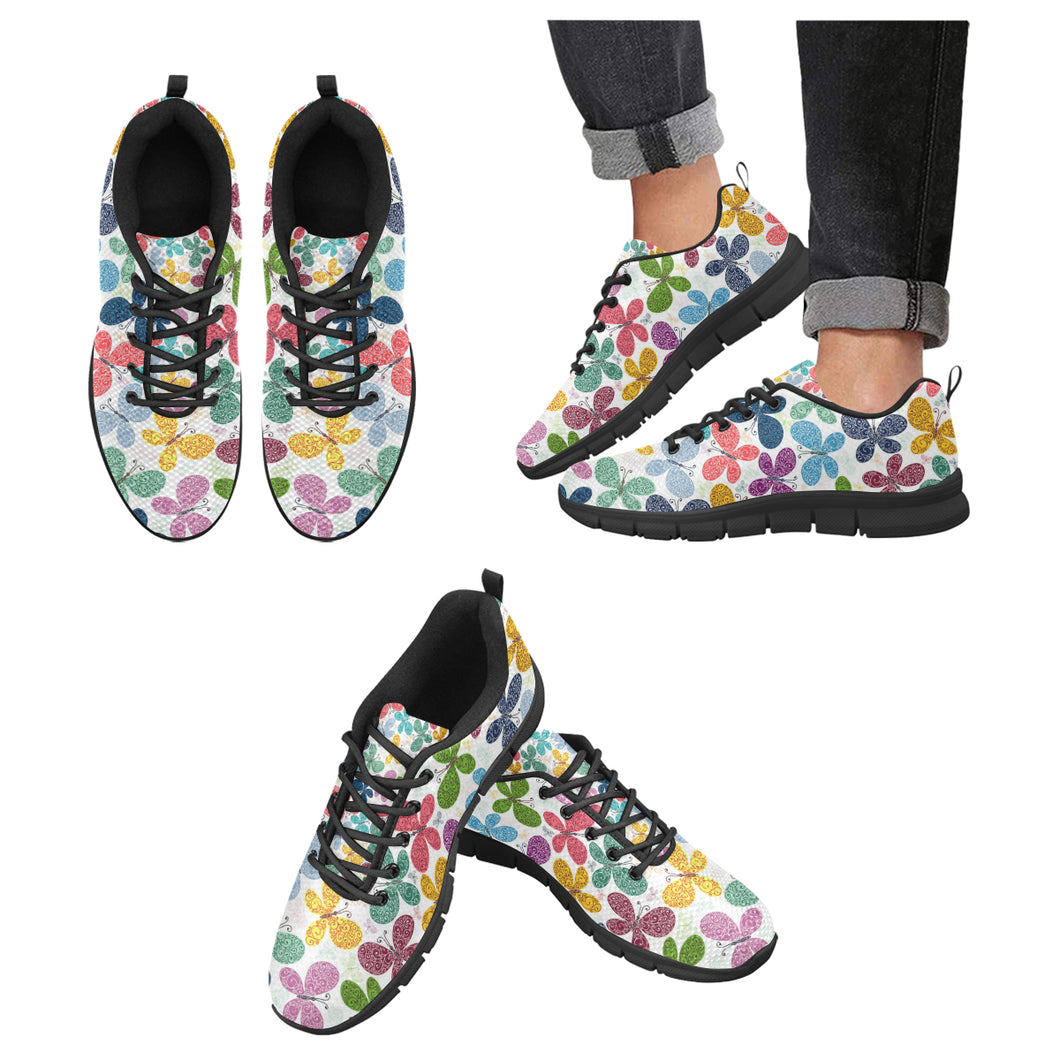 Colorful Butterfly Pattern Men's Sneakers Black