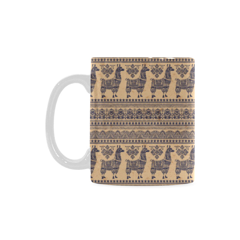 Llama Pattern Ethnic Motifs Classical White Mug (FulFilled In US)