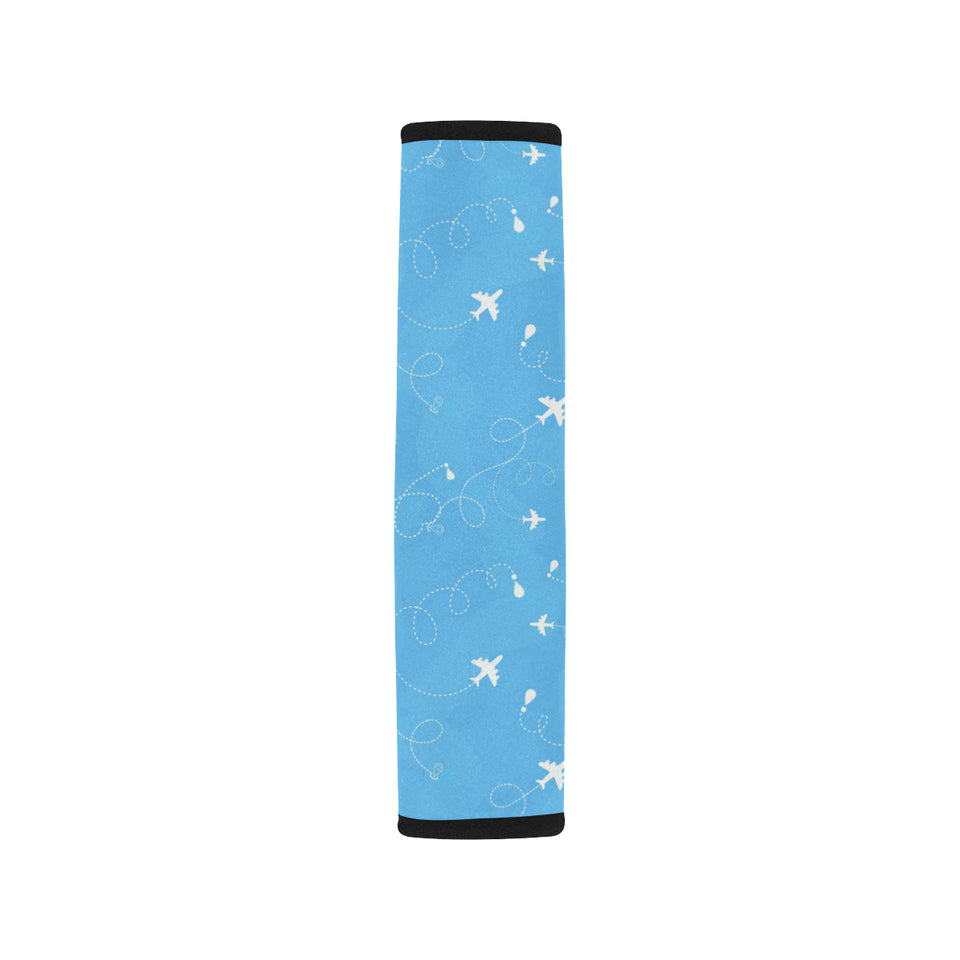 Airplane Pattern Blue Background Car Seat Belt Cover