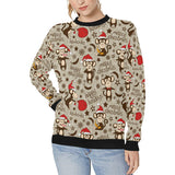 Monkey Christmas Pattern Women's Crew Neck Sweatshirt