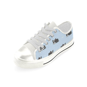 Sleep Boston Terrier Bone Pattern Women's Low Top Canvas Shoes White