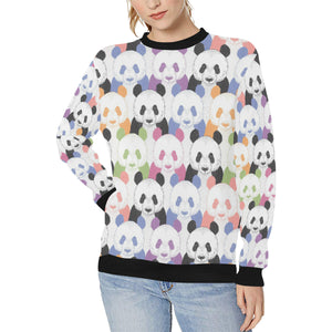 Colorful Panda Pattern Women's Crew Neck Sweatshirt
