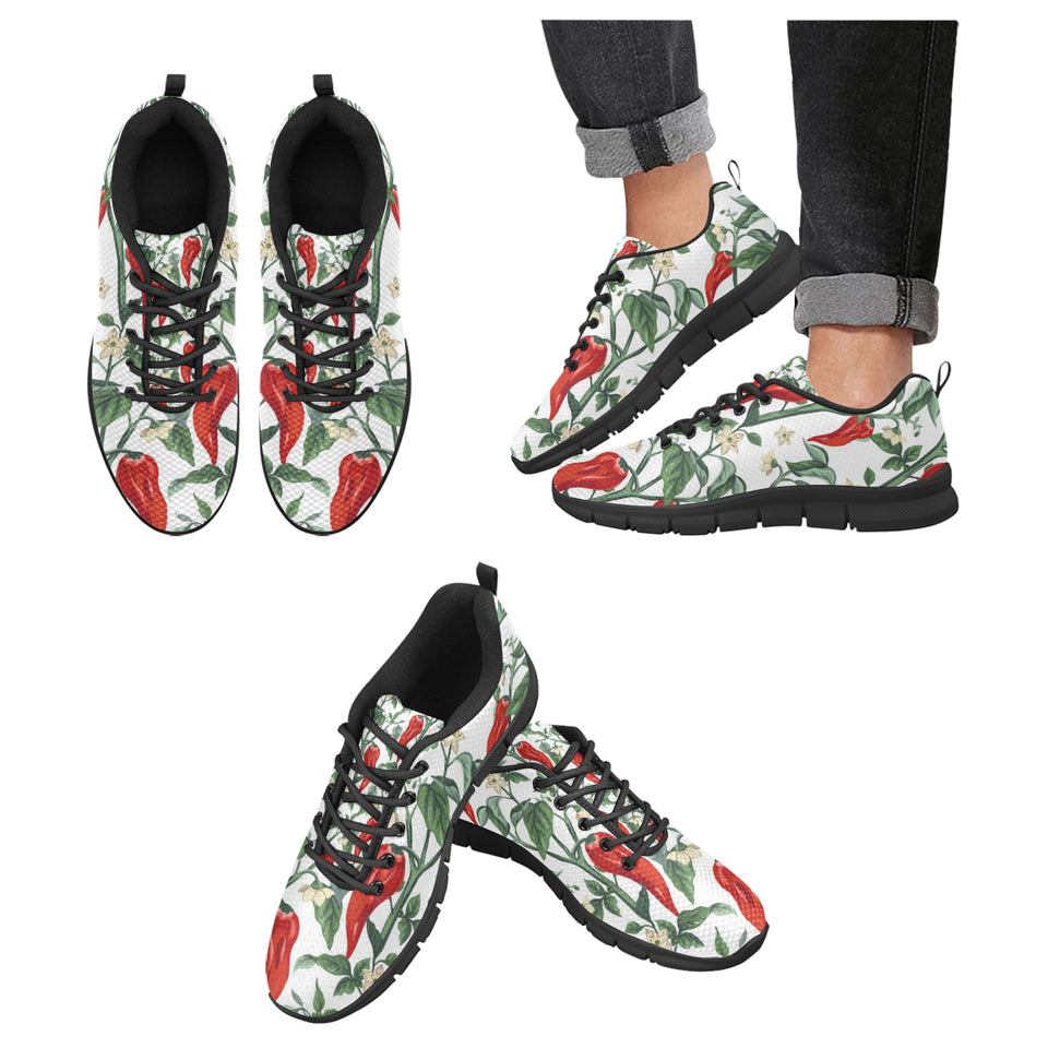 Chili Leaves Flower Pattern Men's Sneakers Black