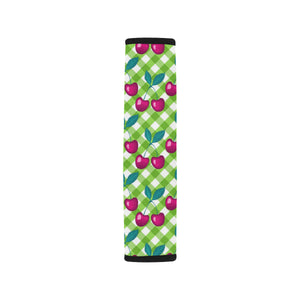 Cherry Pattern Green Background Car Seat Belt Cover