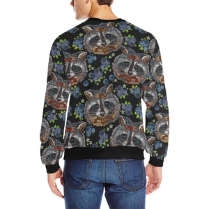 Raccoon Blueburry Pattern Men's Crew Neck Sweatshirt