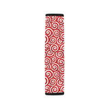 Red and White Candy Spiral Lollipops Pattern Car Seat Belt Cover