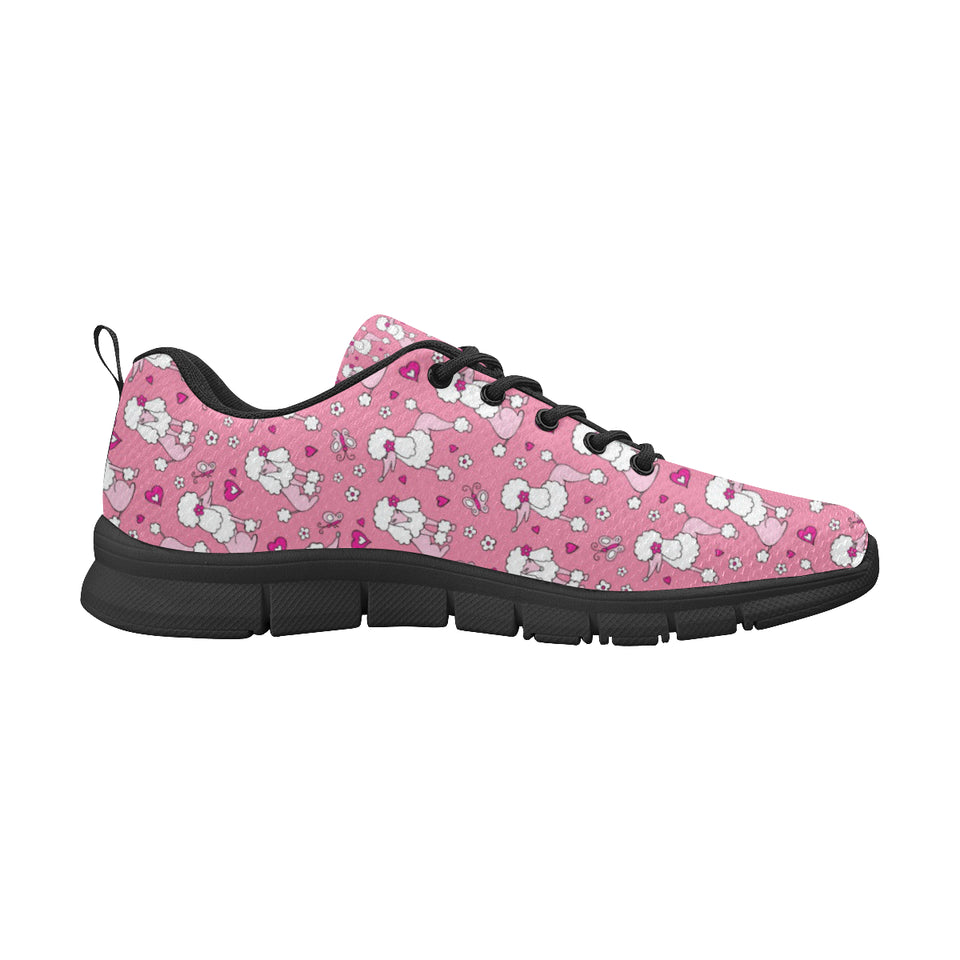 Poodle Pink Heart Pattern Men's Sneakers Black