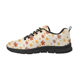 Red and Orange Maple Leaves Pattern Men's Sneakers Black