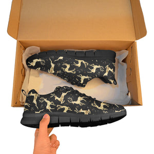 Gold Deer Pattern Men's Sneakers Black