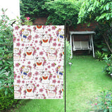 Meneki Neko Lucky Cat Sakura Flower Pattern House Flag Garden Flag