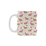 Pink Dachshund Pattern Classical White Mug (FulFilled In US)