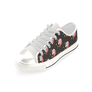 Unicorn Star Pattern Women's Low Top Canvas Shoes White