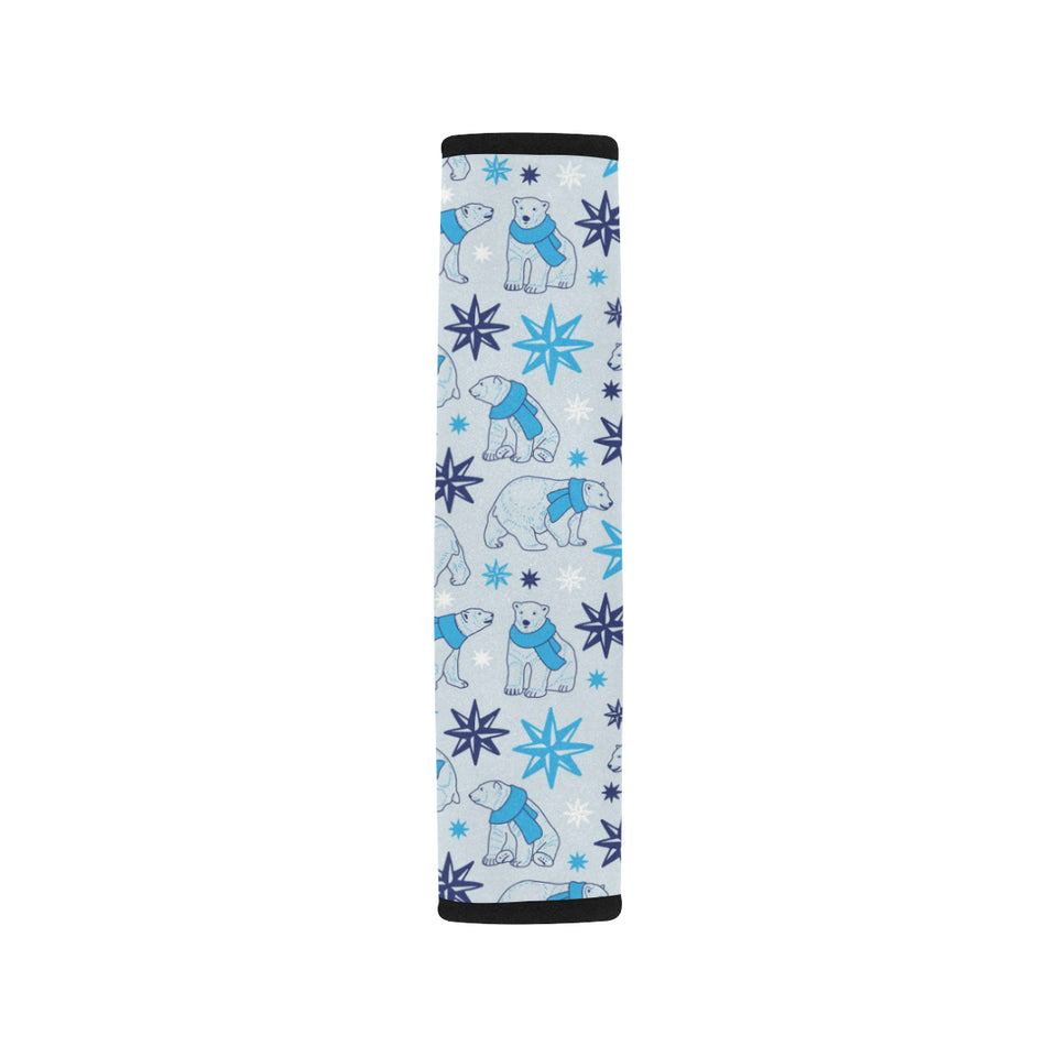 Polar Bear Pattern Blue Background Car Seat Belt Cover