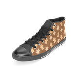 Christmas Gingerbread Cookie Pattern Women's High Top Canvas Shoes Black