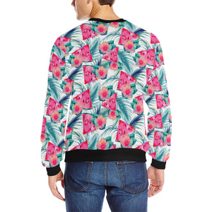 Watermelon Flower Pattern Men's Crew Neck Sweatshirt