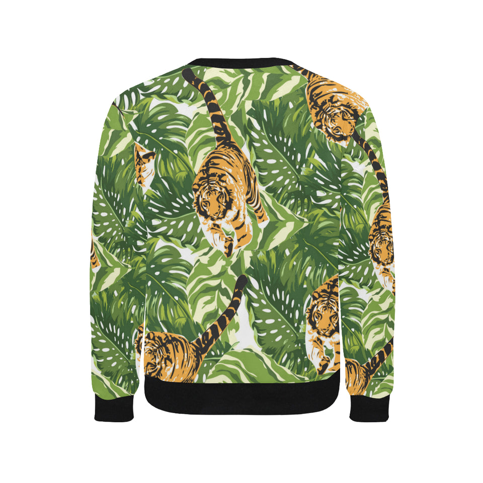 Bengal Tiger Pattern leaves Men's Crew Neck Sweatshirt