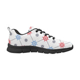 Nautical Steering Wheel Rudder Pattern Men's Sneakers Black